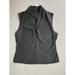 The Limited Sz 12 Silk Sleeveless Top Shirt Y2K Preppy Spring Black